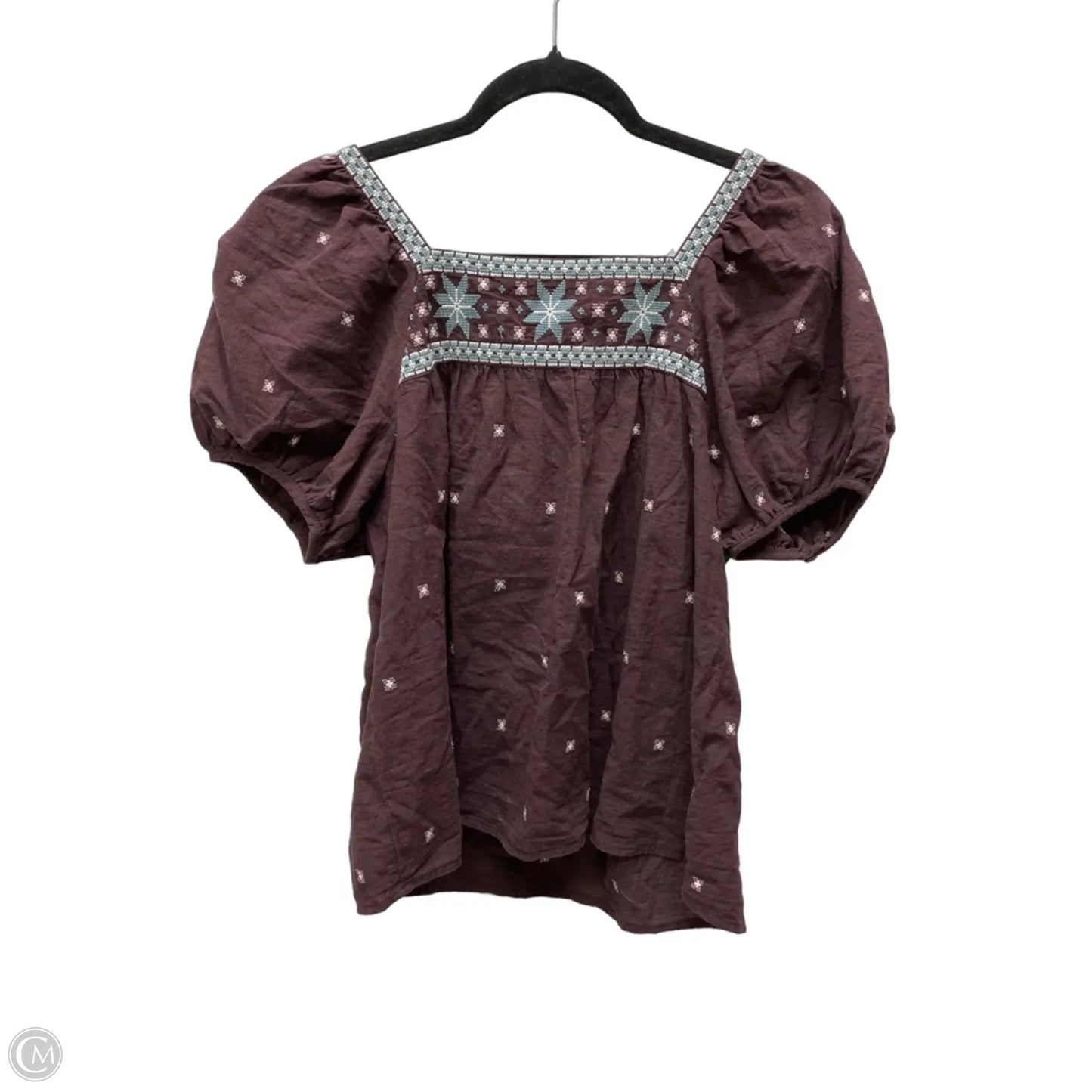 Top Short Sleeve By Madewell In Blue & Purple, Size: M