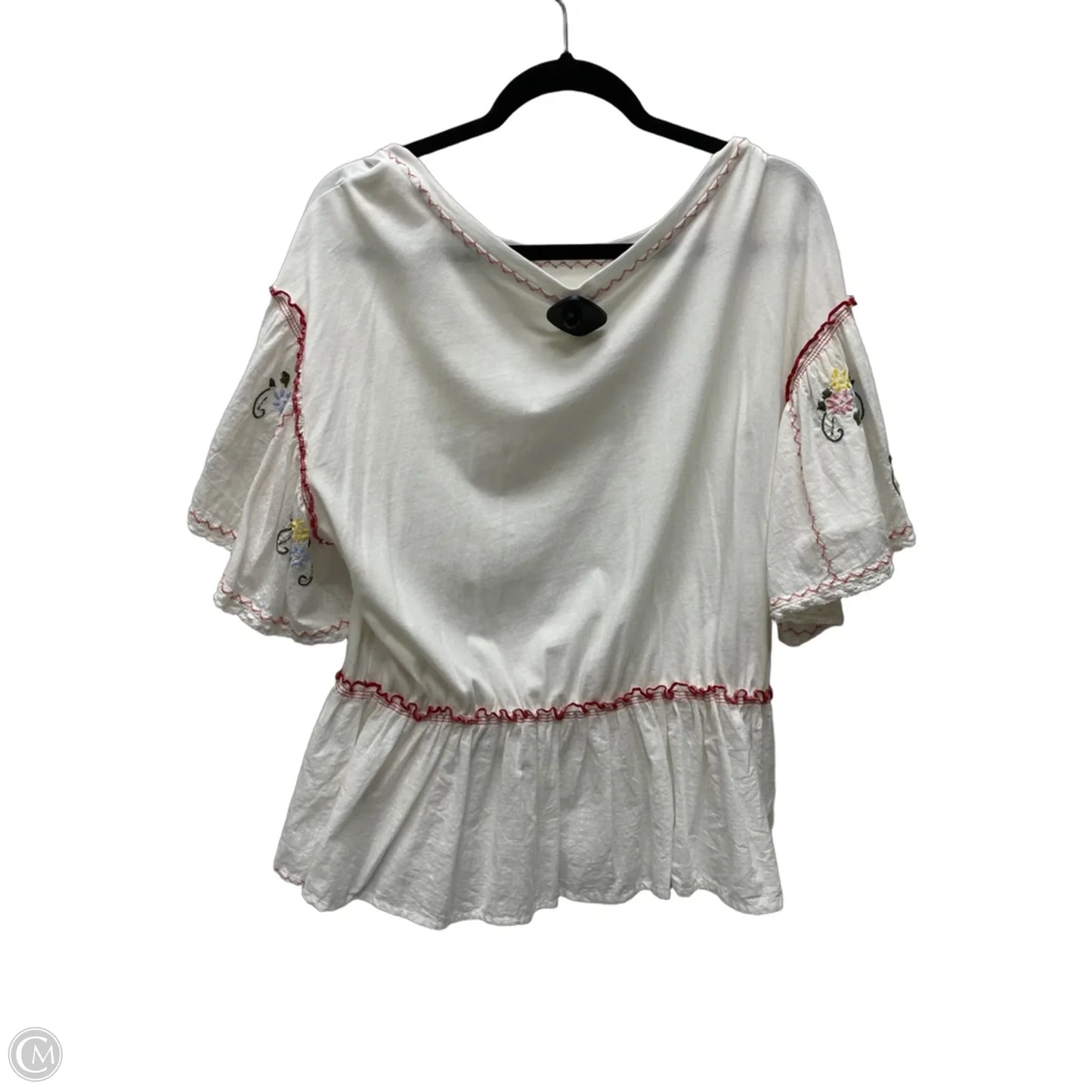 Top Short Sleeve By Anthropologie In Cream, Size: L