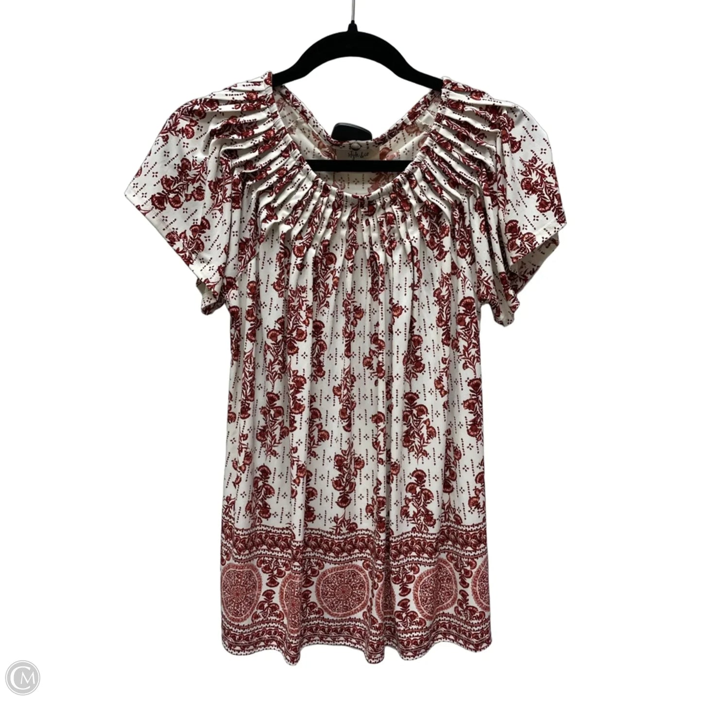 Top Short Sleeve By Style And Company In Brown & Cream, Size: M