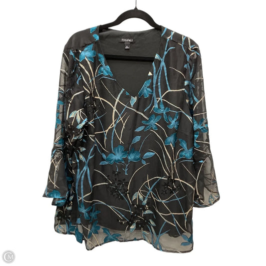 Top 3/4 Sleeve By Roz And Ali In Floral Print, Size: Xl