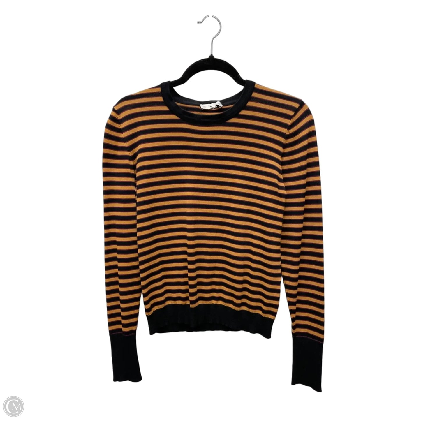 Top Long Sleeve By Zara In Striped Pattern, Size: L