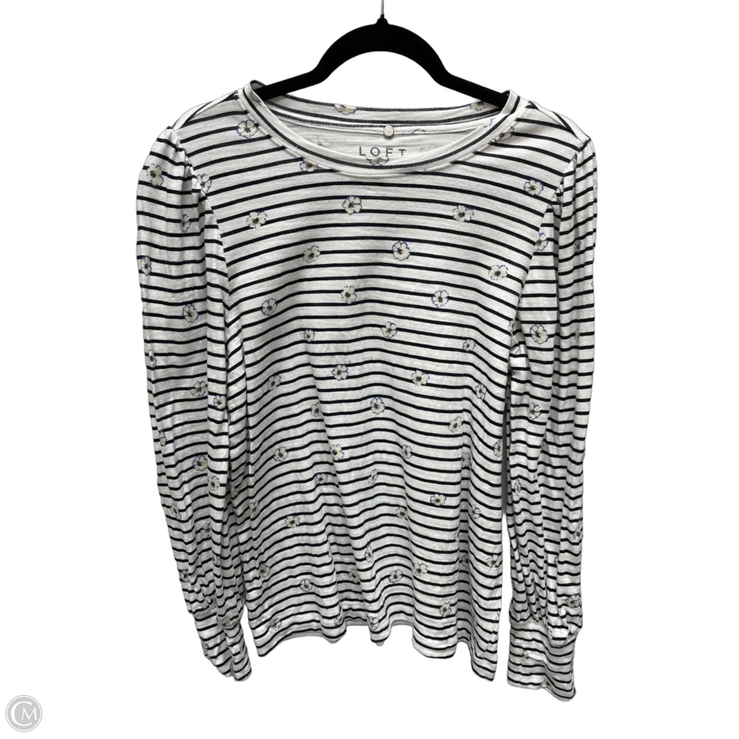 Top Long Sleeve By Loft In Striped Pattern, Size: L
