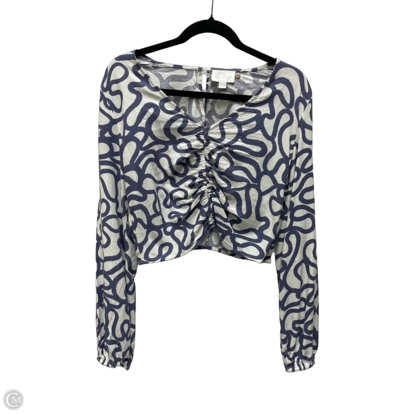 Top Long Sleeve By Clothes Mentor In Blue & White, Size: S