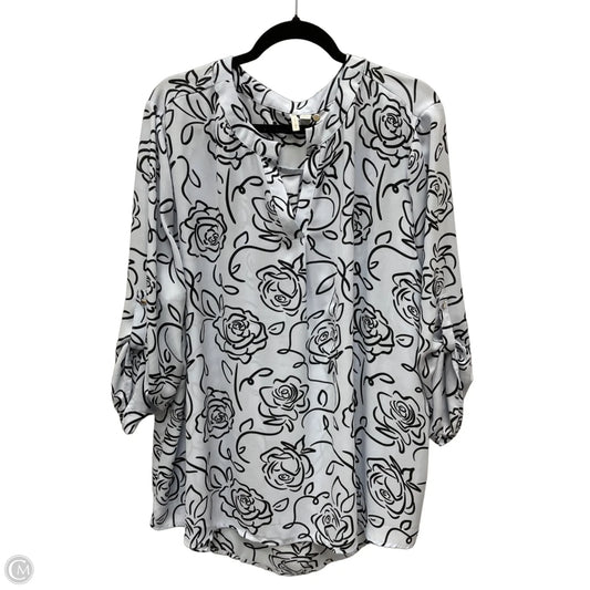 Top 3/4 Sleeve By Cato In Floral Print, Size: 3x