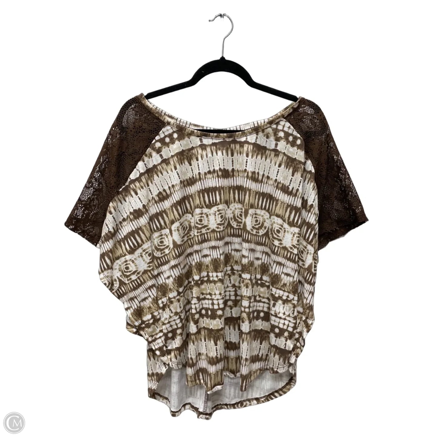 Top Short Sleeve By New Directions In Brown & Cream, Size: Xl
