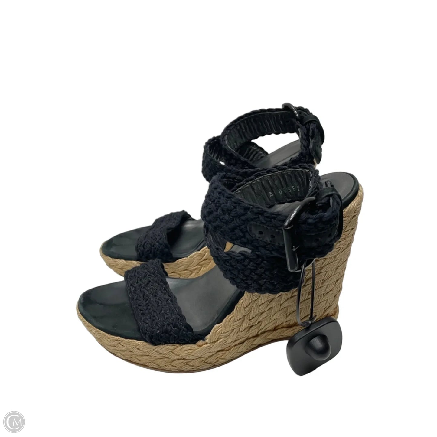 Sandals Heels Wedge By Clothes Mentor In Black, Size: 6.5