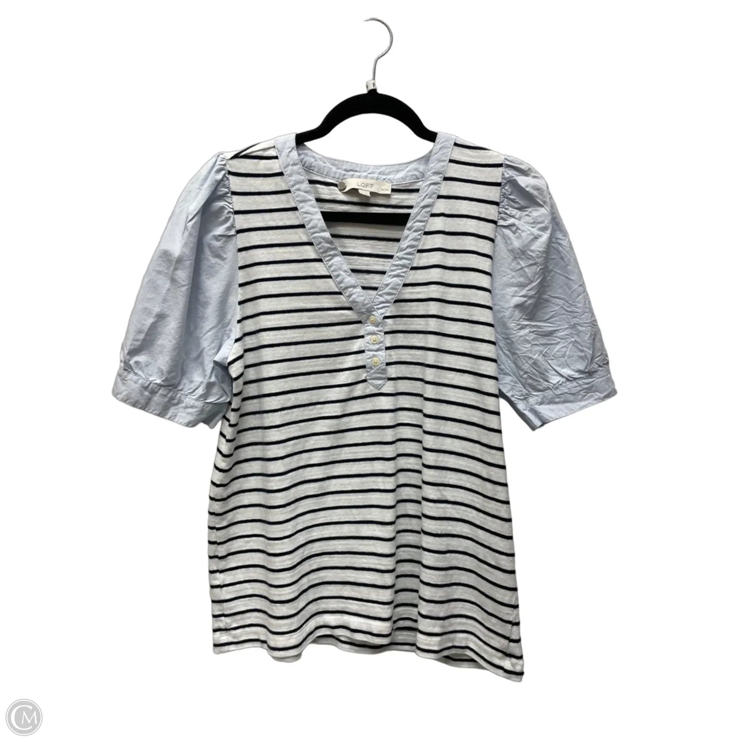 Top Short Sleeve By Loft In Striped Pattern, Size: Lp