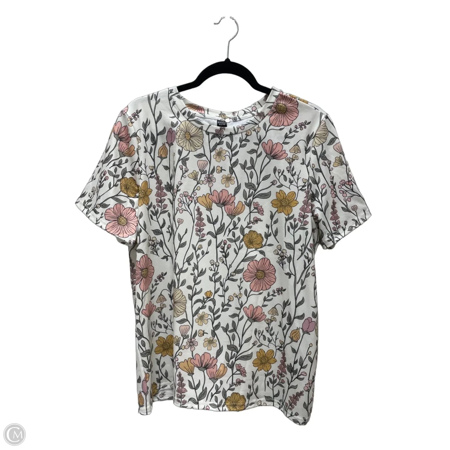 Top Short Sleeve By Emery Rose In Floral Print, Size: Xl