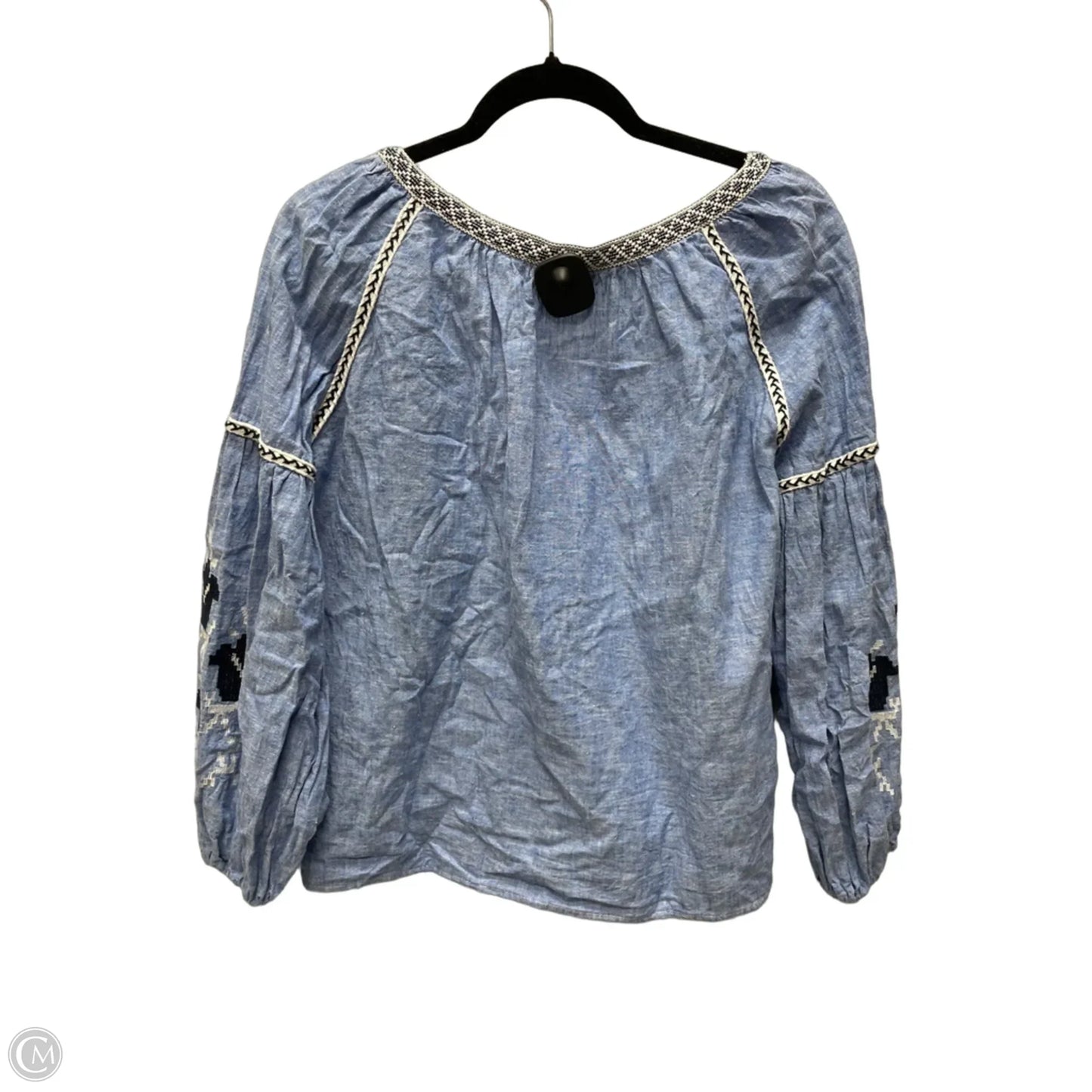 Top Long Sleeve By Zara In Blue Denim, Size: M