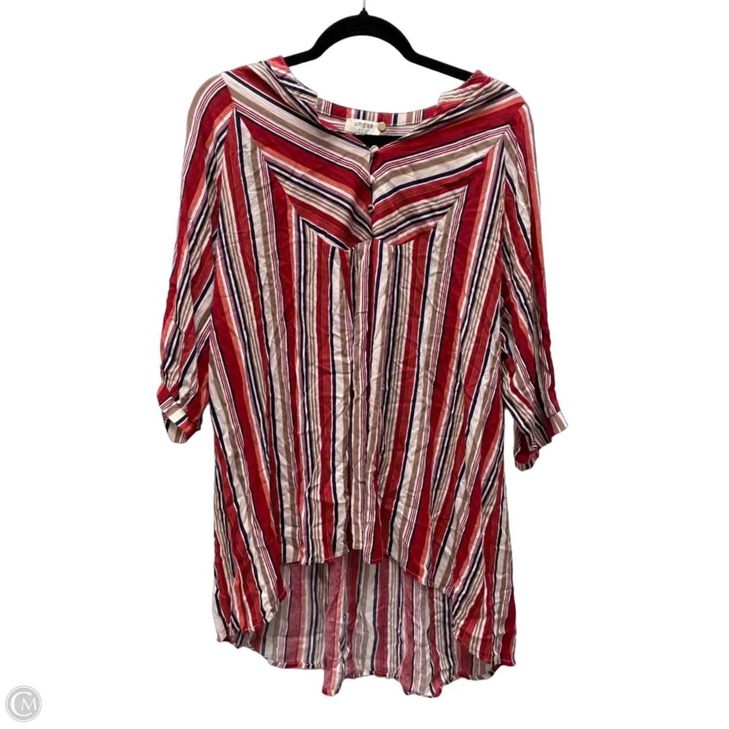 Top Short Sleeve By Umgee In Striped Pattern, Size: M