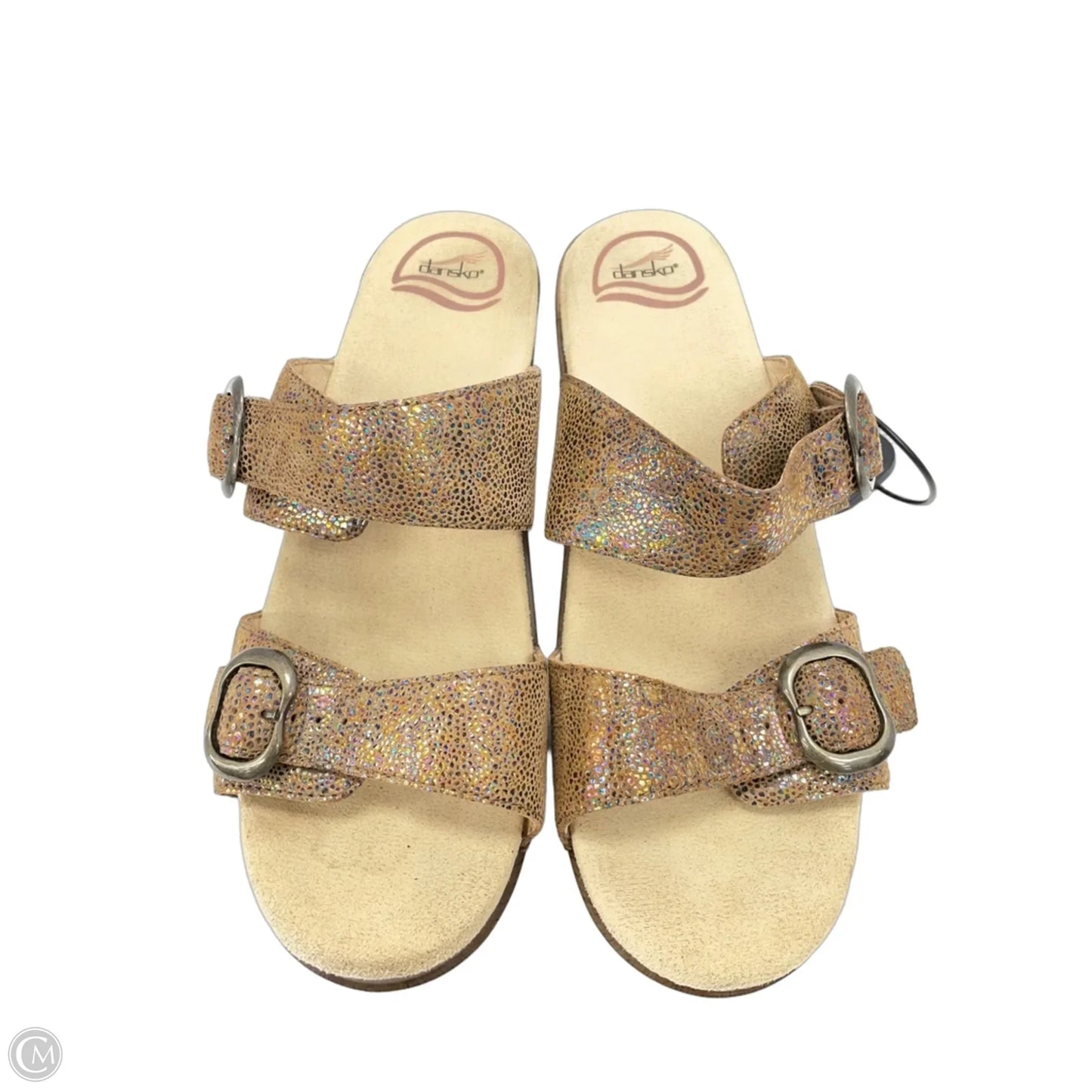 Sandals Heels Wedge By Dansko In Brown & Cream, Size: 8.5