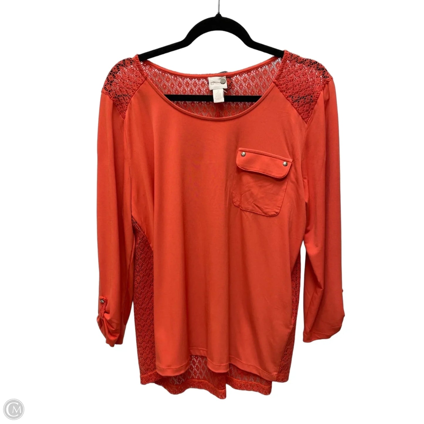 Top Short Sleeve By Chicos In Orange, Size: L
