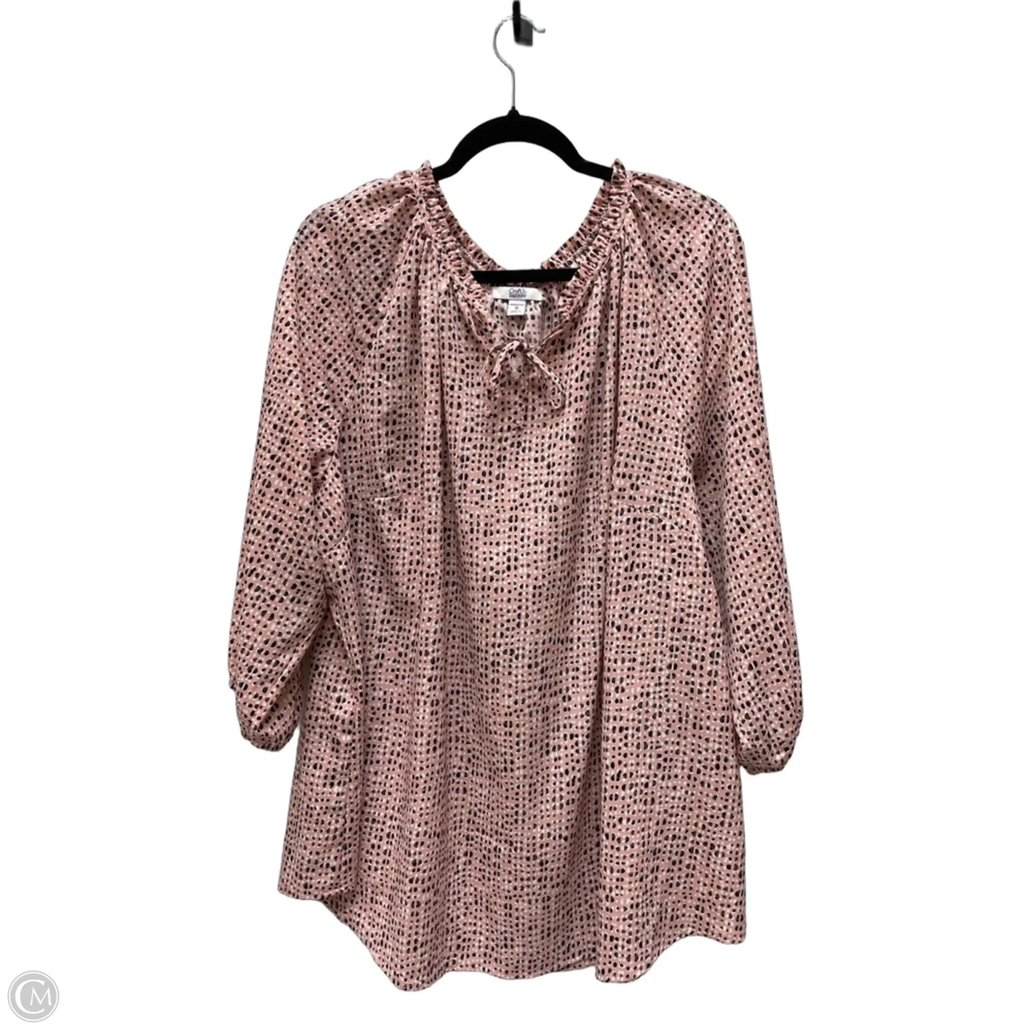 Top Long Sleeve By Croft And Barrow In Black & Pink, Size: 3x