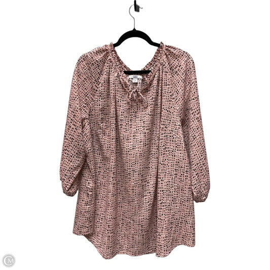 Top Long Sleeve By Croft And Barrow In Black & Pink, Size: 3x