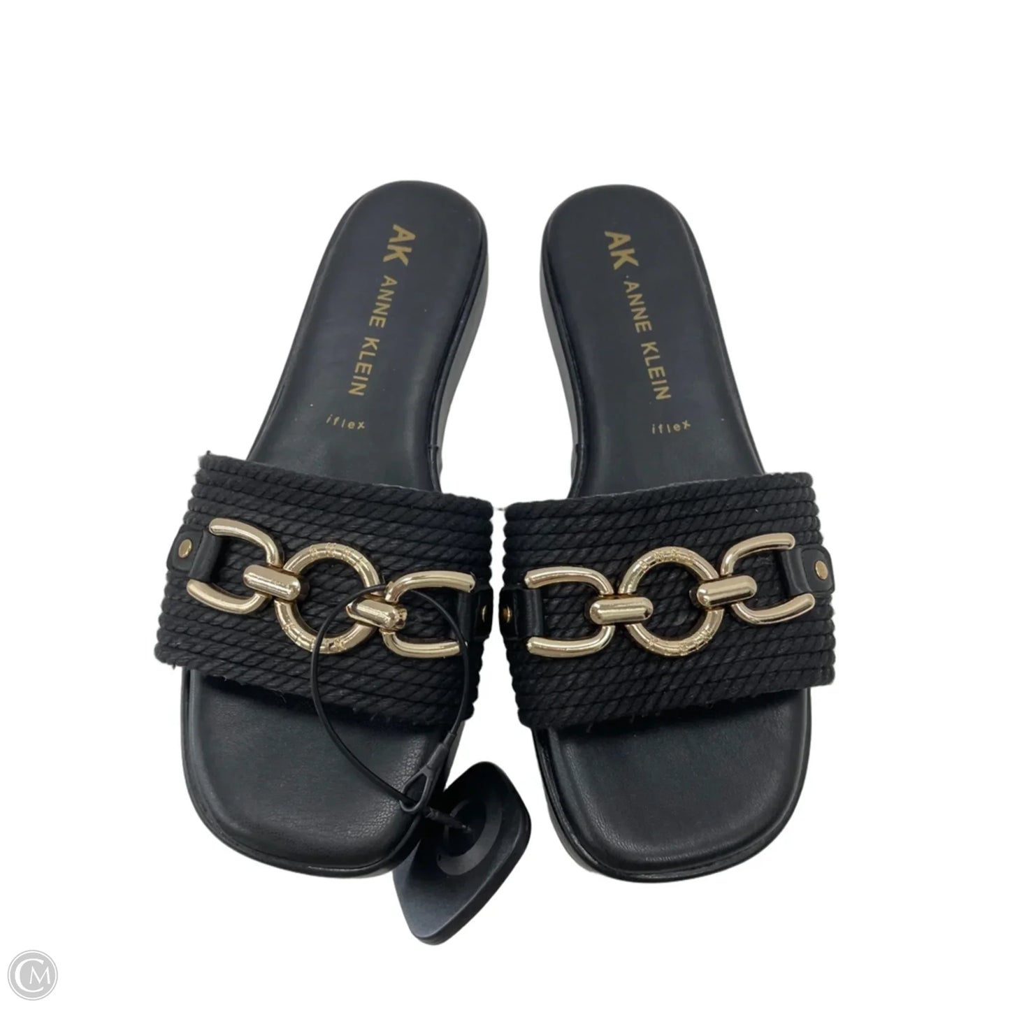 Sandals Heels Platform By Anne Klein In Black & Gold, Size: 8