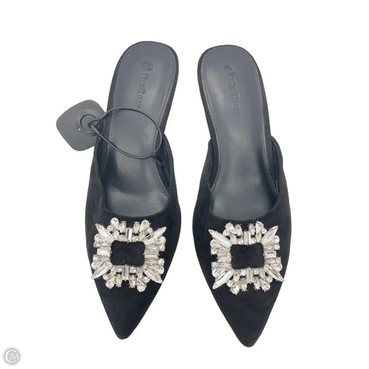 Shoes Heels Kitten By The Drop In Black & Silver, Size: 9