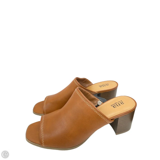 Sandals Heels Block By Ana In Brown, Size: 11