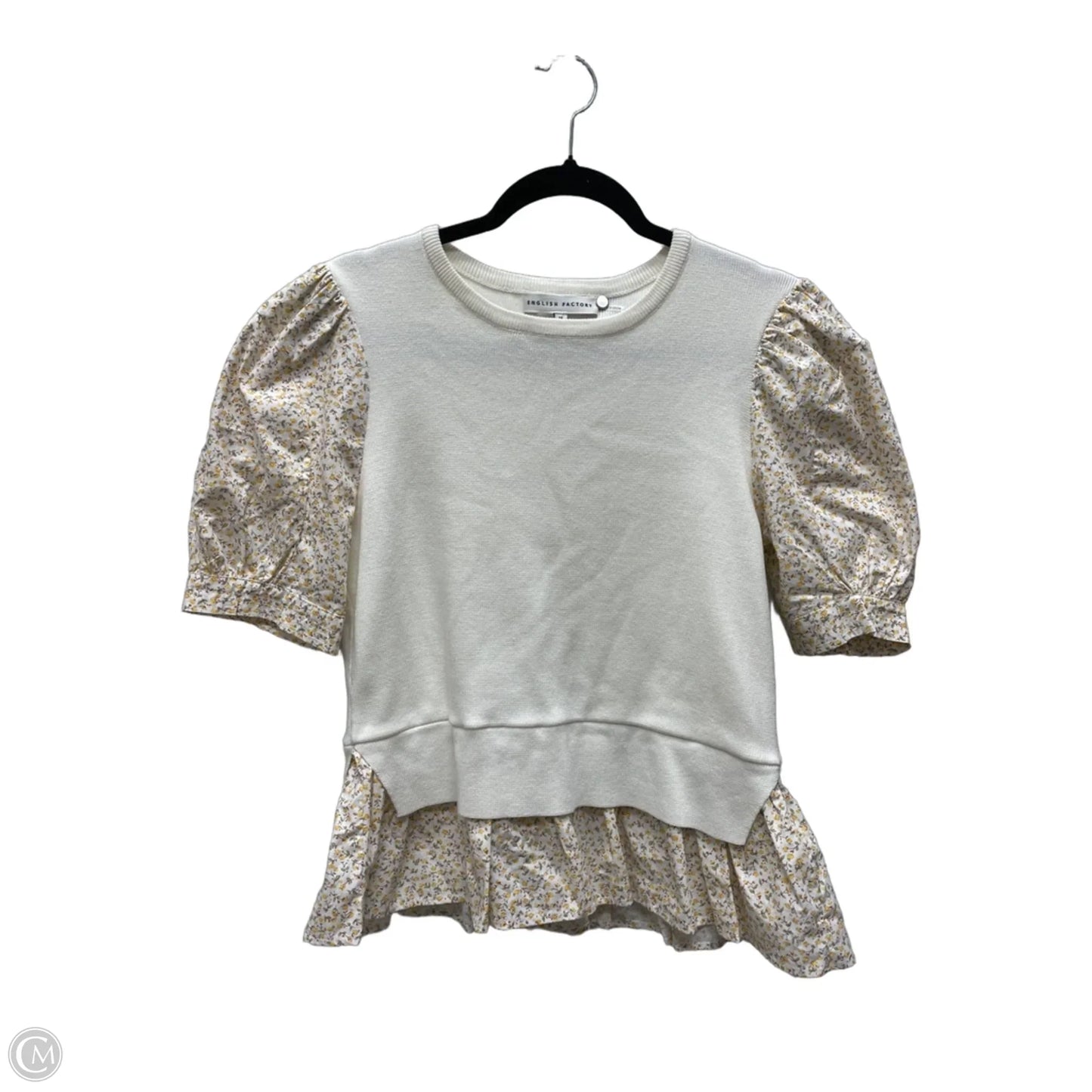 Sweater Short Sleeve By English Factory In Cream, Size: M