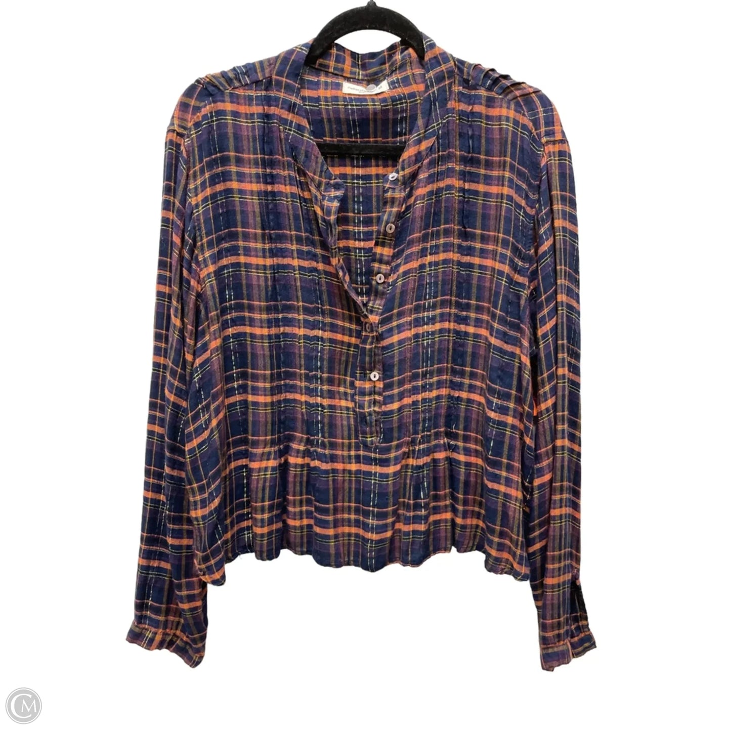 Top Long Sleeve By Natural Life In Plaid Pattern, Size: M