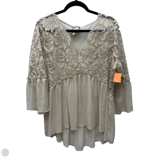 Top 3/4 Sleeve By Cato In Tan, Size: Xl