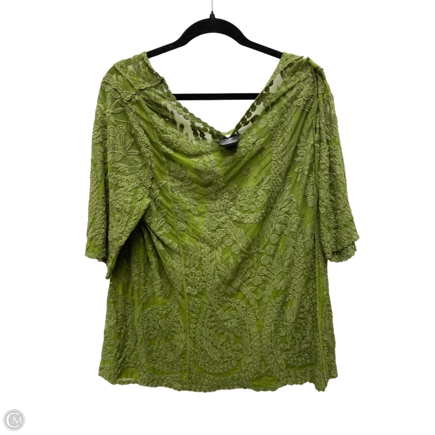 Blouse Short Sleeve By Ashley Stewart In Green, Size: 2x