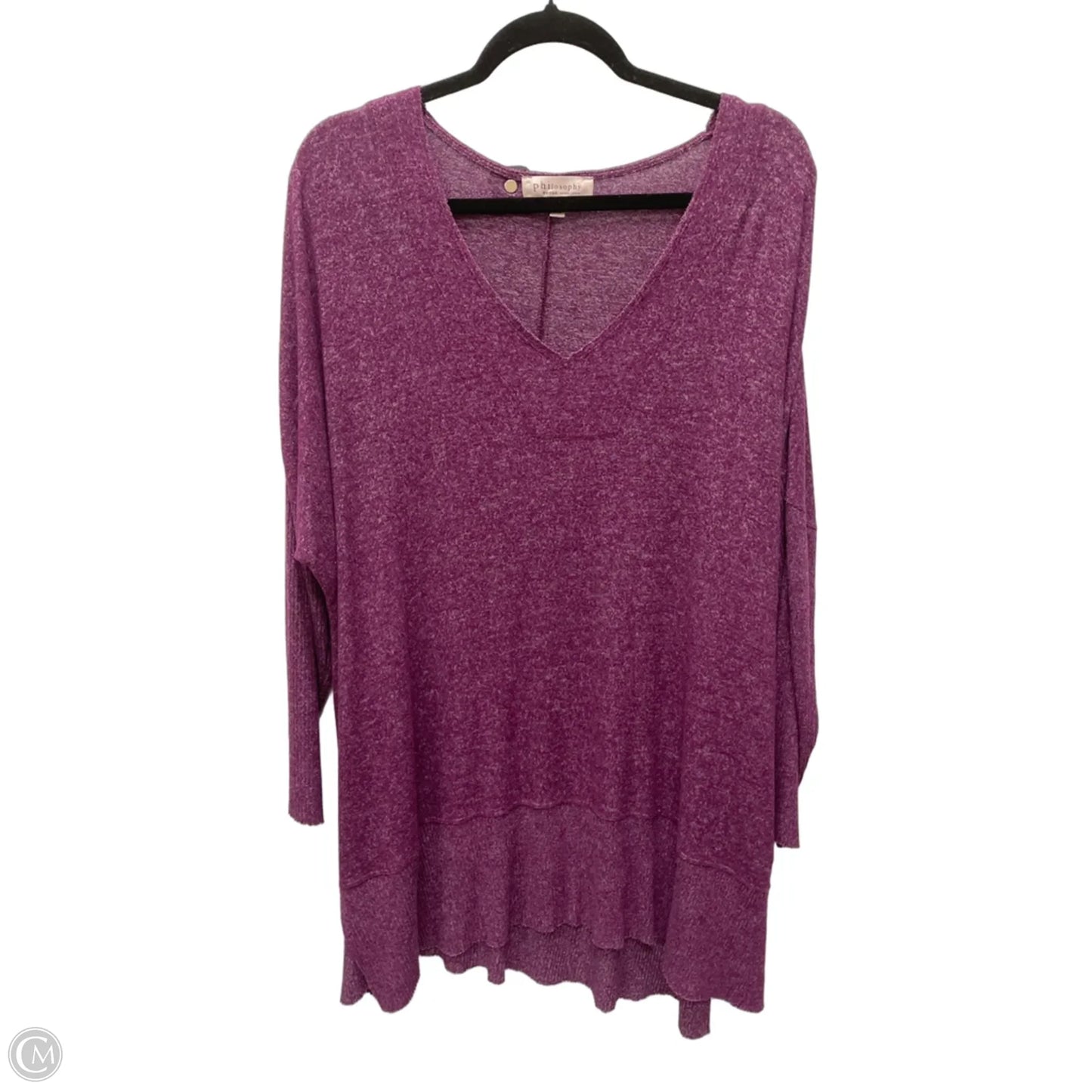 Tunic Long Sleeve By Philosophy In Purple, Size: 1x