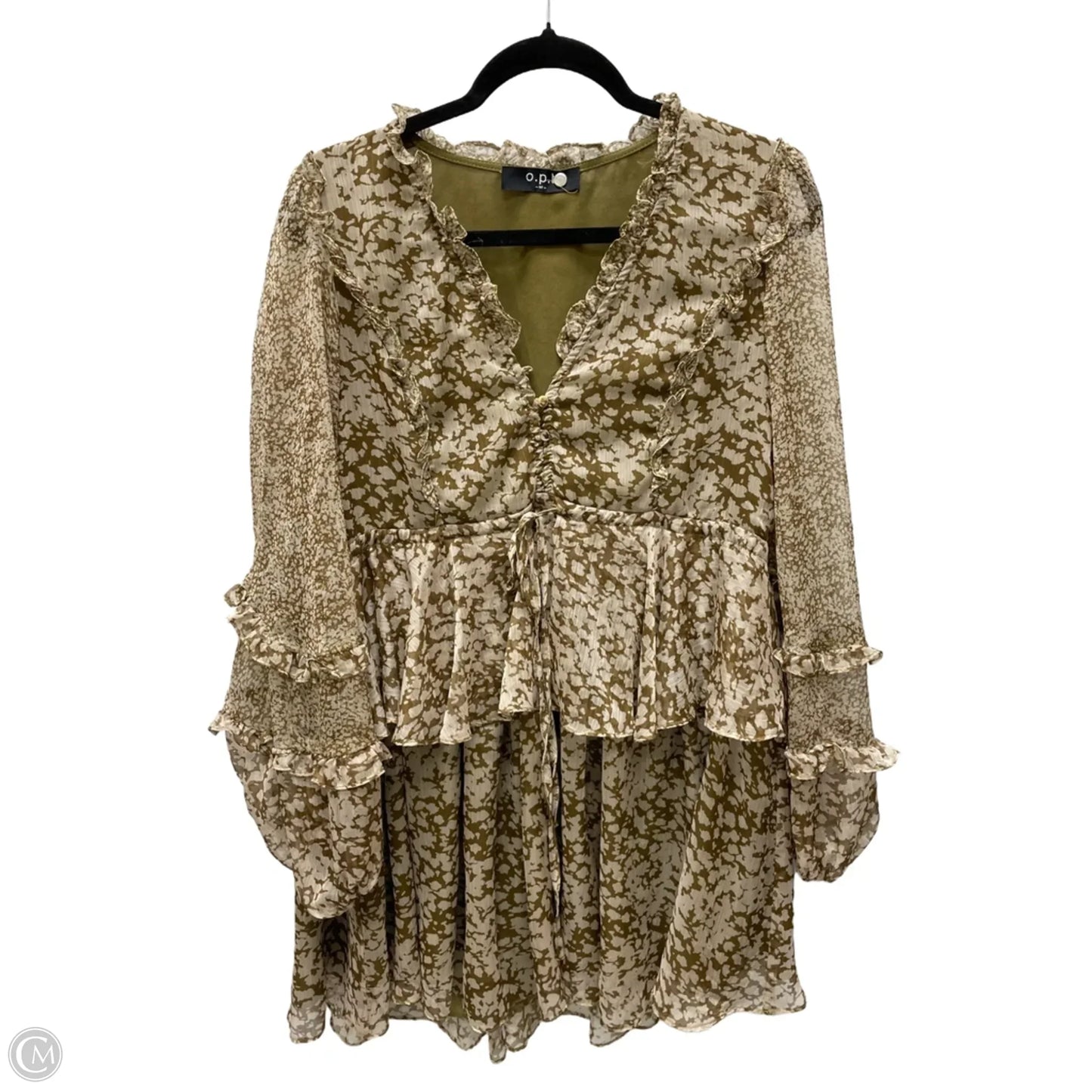 Dress Casual Short By Cmb In Cream & Green, Size: M