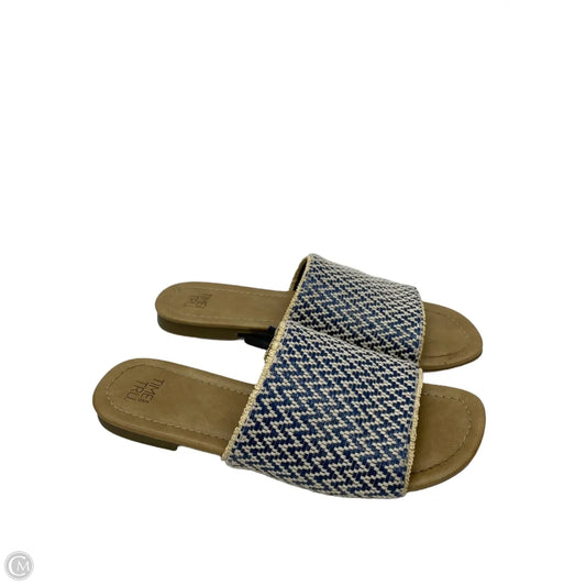 Sandals Flats By Time And Tru In Blue & Tan, Size: 8