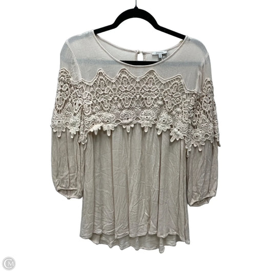 Top 3/4 Sleeve By Jodifl In Tan, Size: M