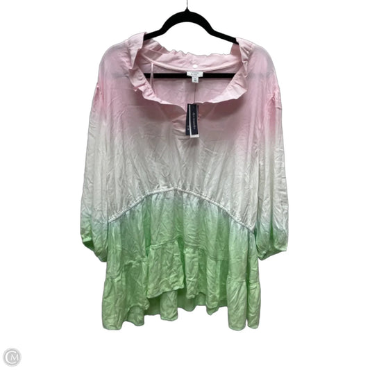 Top 3/4 Sleeve By Crown And Ivy In Tie Dye Print, Size: 3x