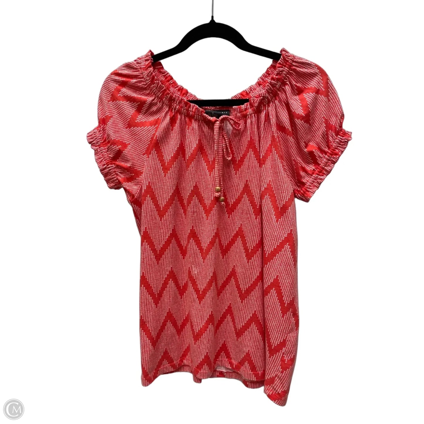 Top Short Sleeve By Grace Elements In Red & White, Size: M