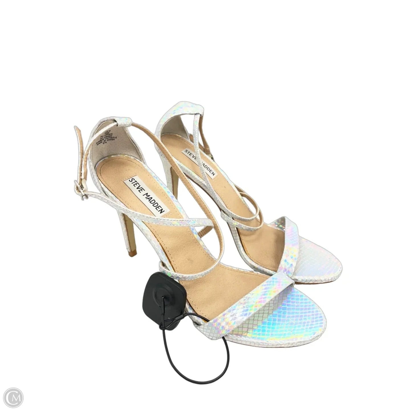 Sandals Heels Stiletto By Steve Madden In Silver, Size: 10