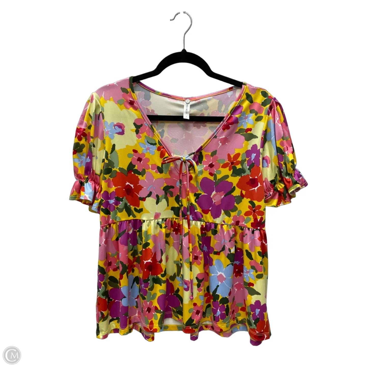 Top Short Sleeve By Emerald In Floral Print, Size: M