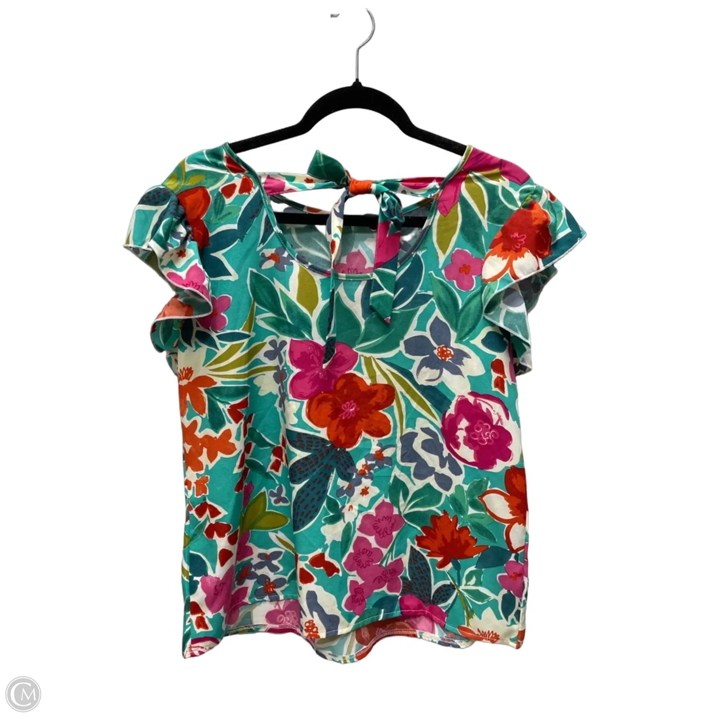 Blouse Short Sleeve By Shein In Floral Print, Size: L