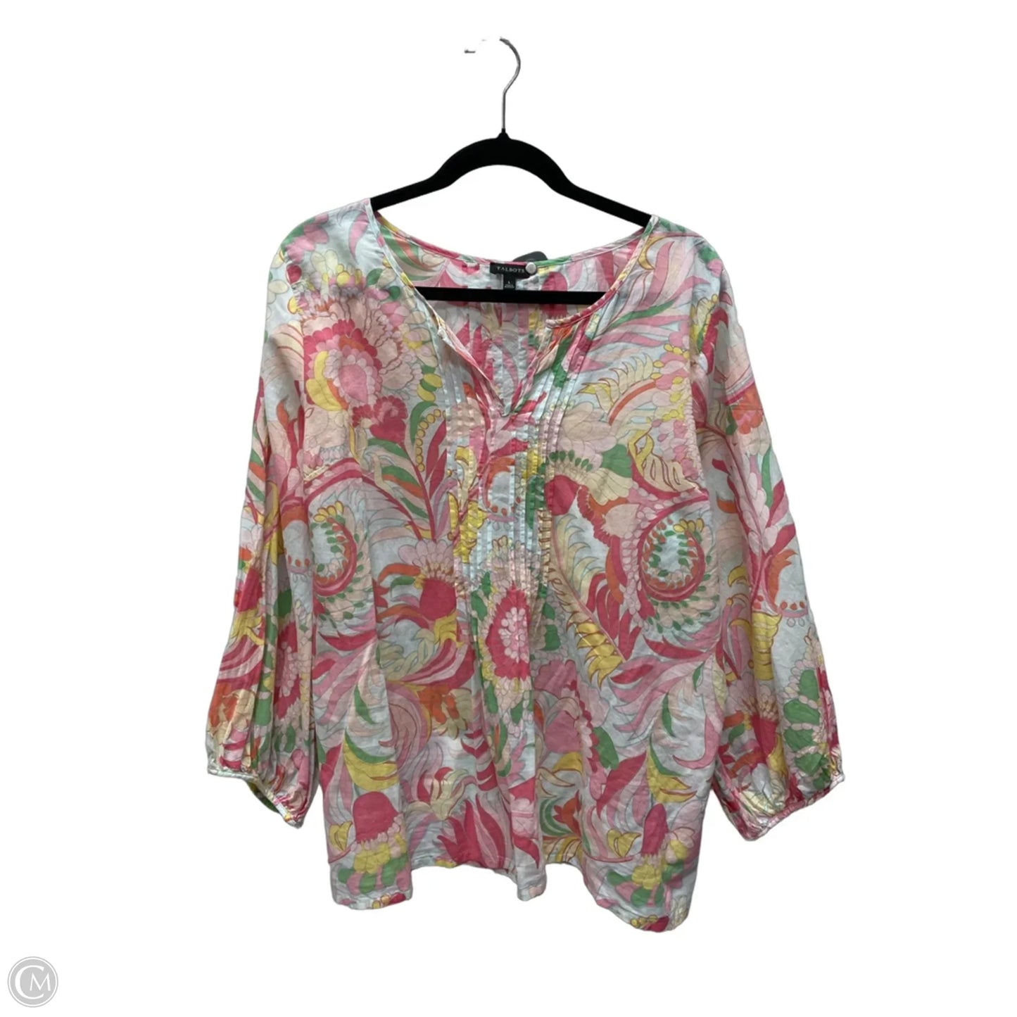 Top Long Sleeve By Talbots In Floral Print, Size: L