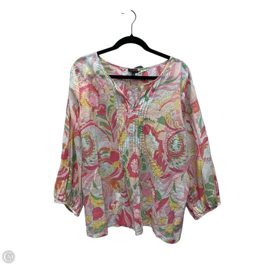 Top Long Sleeve By Talbots In Floral Print, Size: L