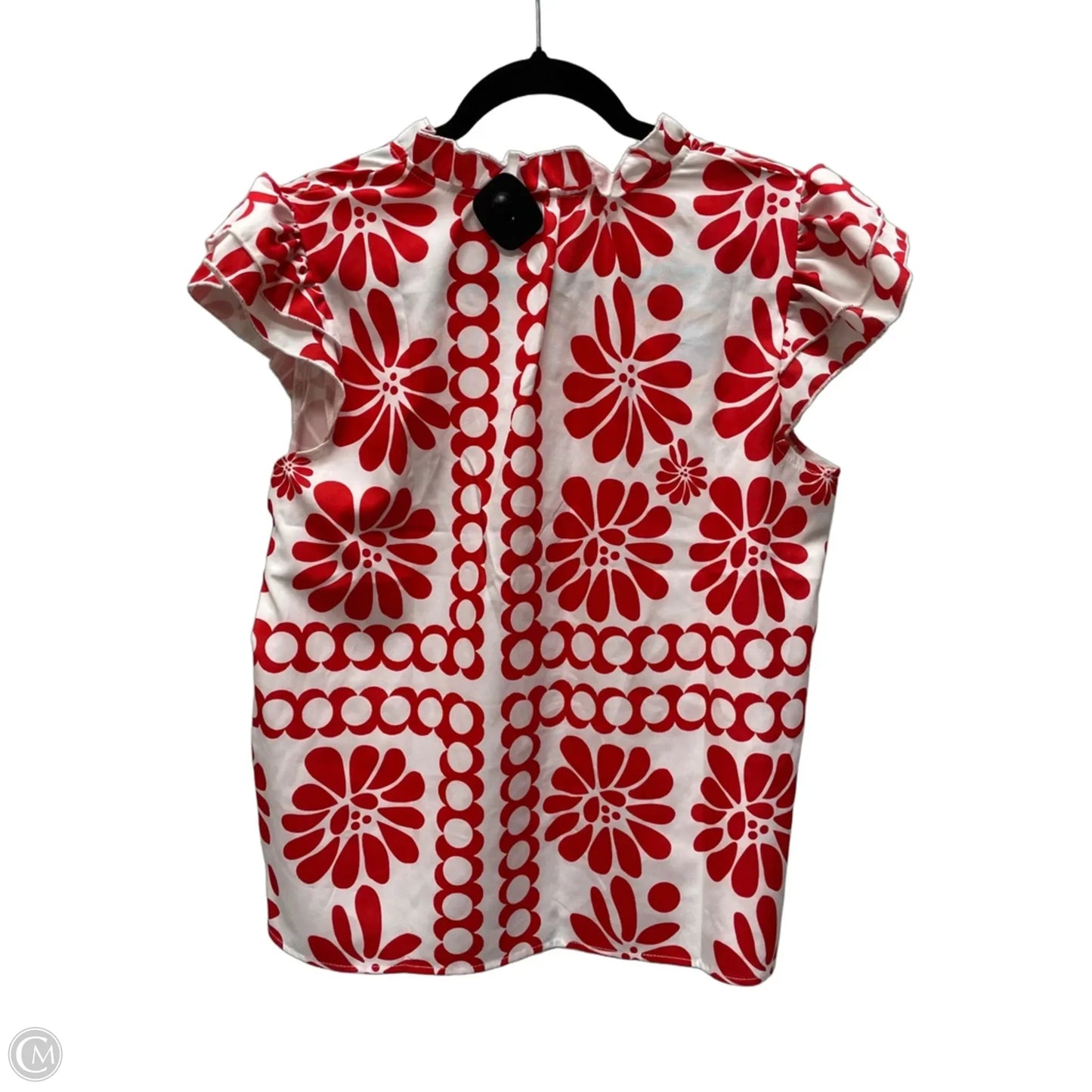 Blouse Short Sleeve By Clothes Mentor In Red & White, Size: M