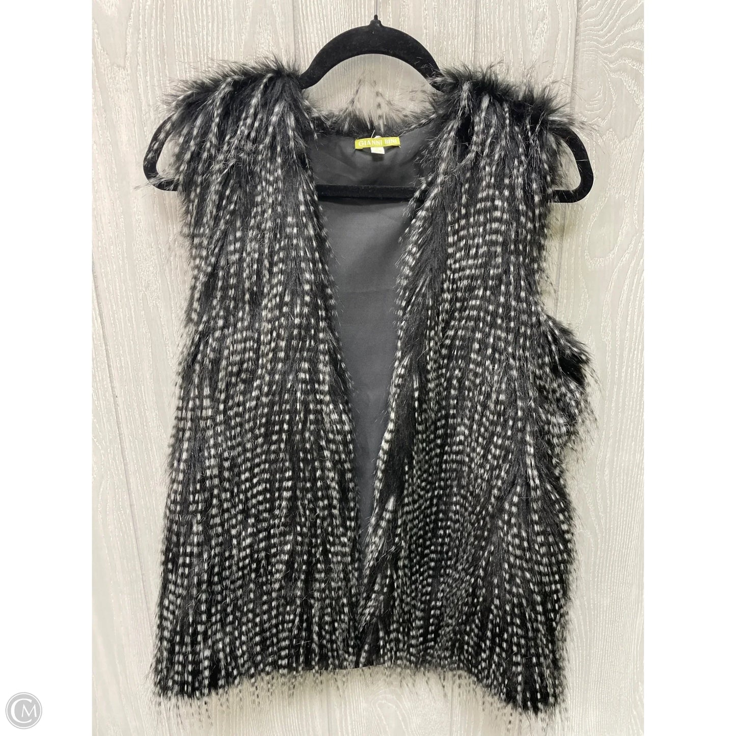 Vest Faux Fur & Sherpa By Gianni Bini In Black & Grey, Size: S