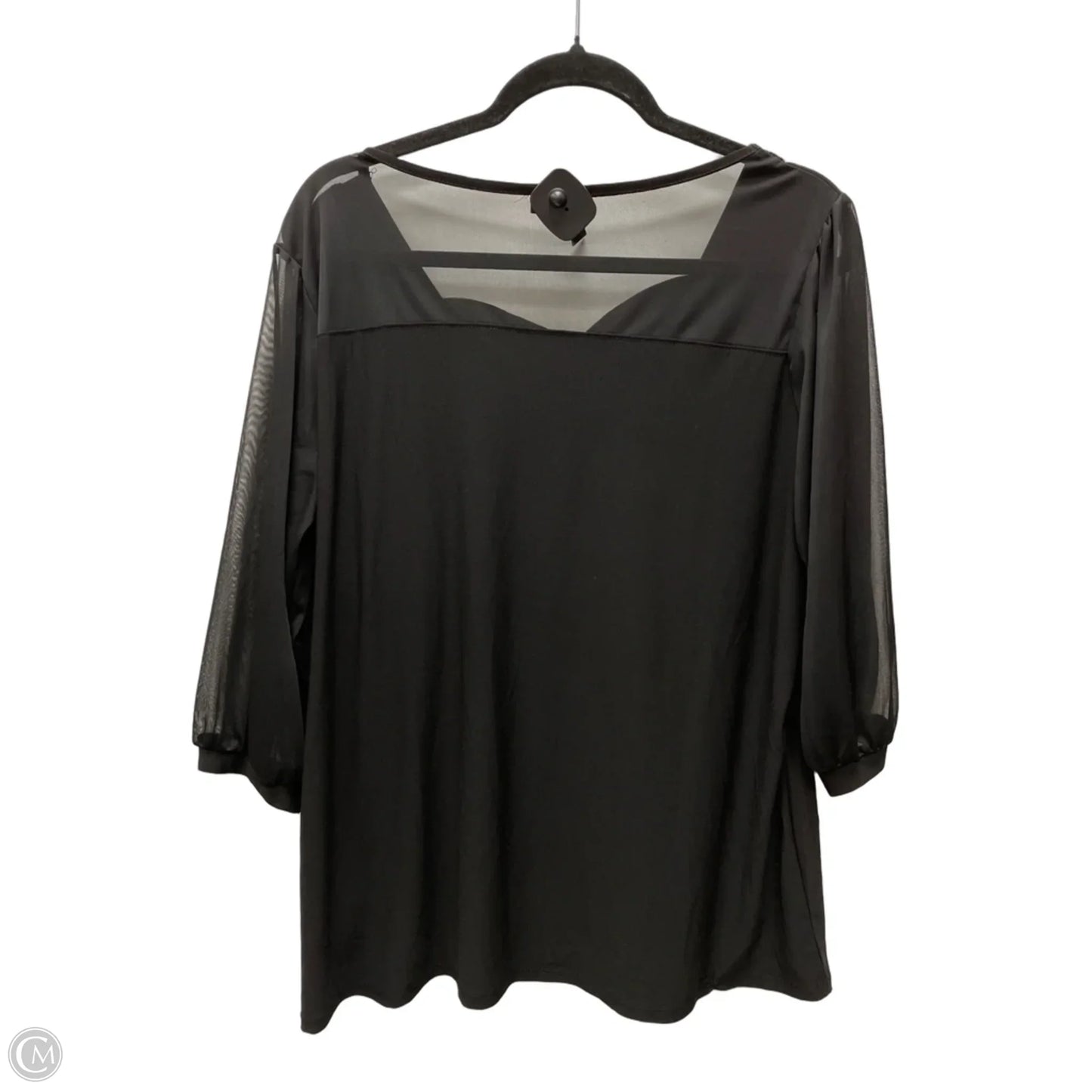 Top 3/4 Sleeve By Clothes Mentor In Black, Size: 1x