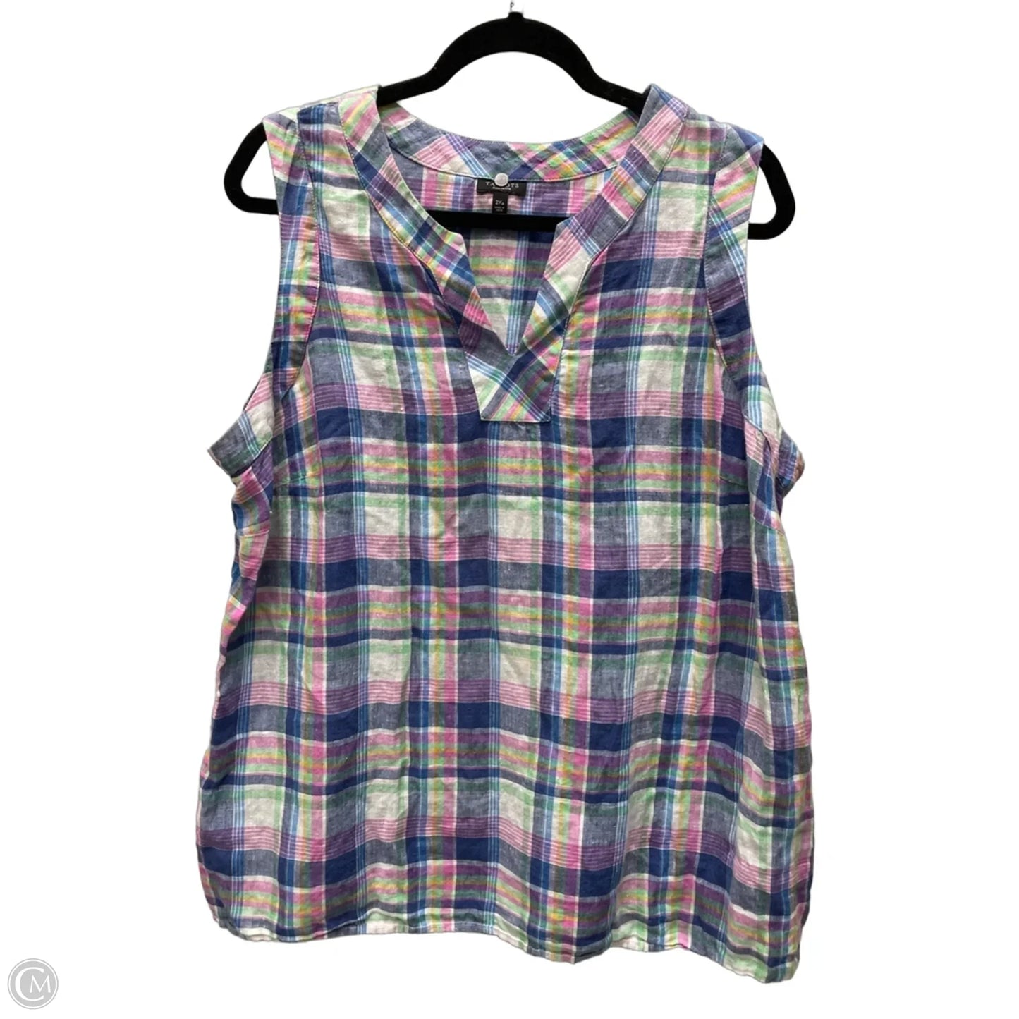 Top Sleeveless By Talbots In Plaid Pattern, Size: 2x