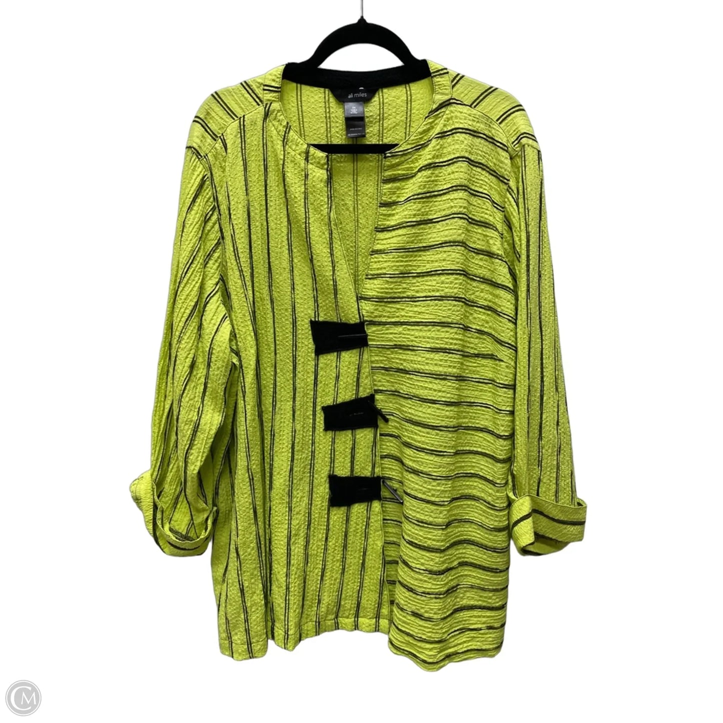 Top 3/4 Sleeve By Ali Miles In Striped Pattern, Size: 2x