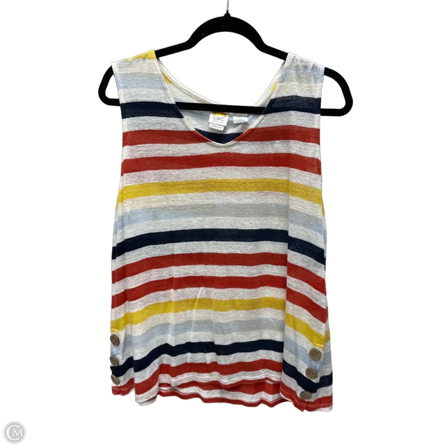 Top Sleeveless By C And C In Striped Pattern, Size: L