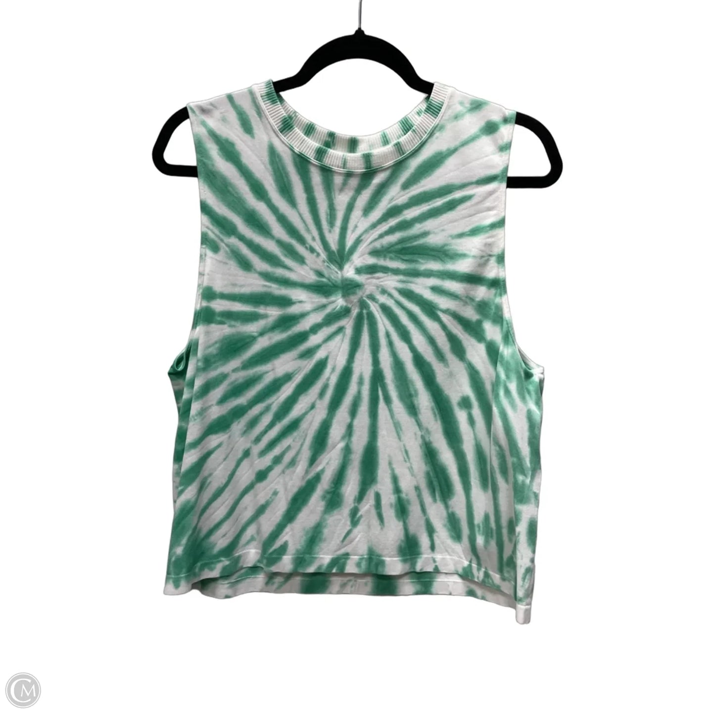 Top Sleeveless By Sage In Green & White, Size: L