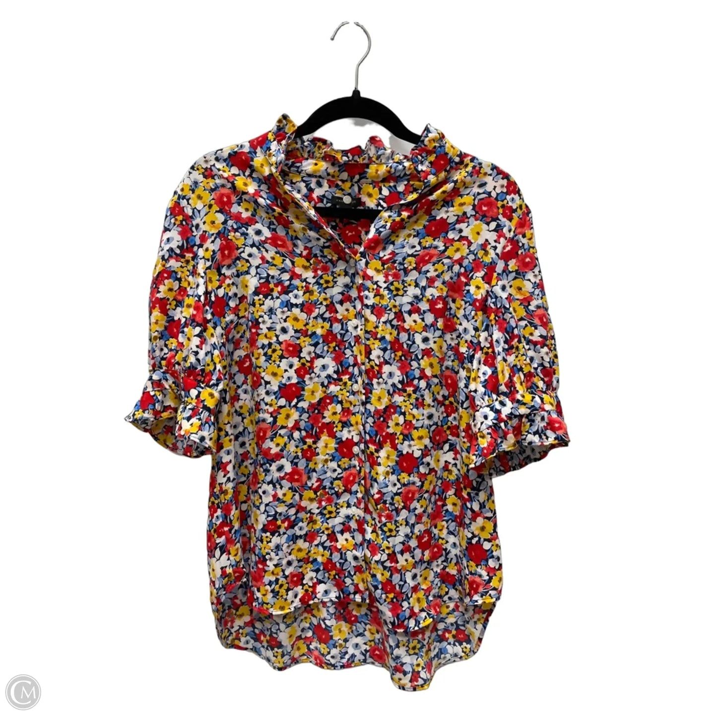 Blouse Short Sleeve By Ann Taylor In Floral Print, Size: M