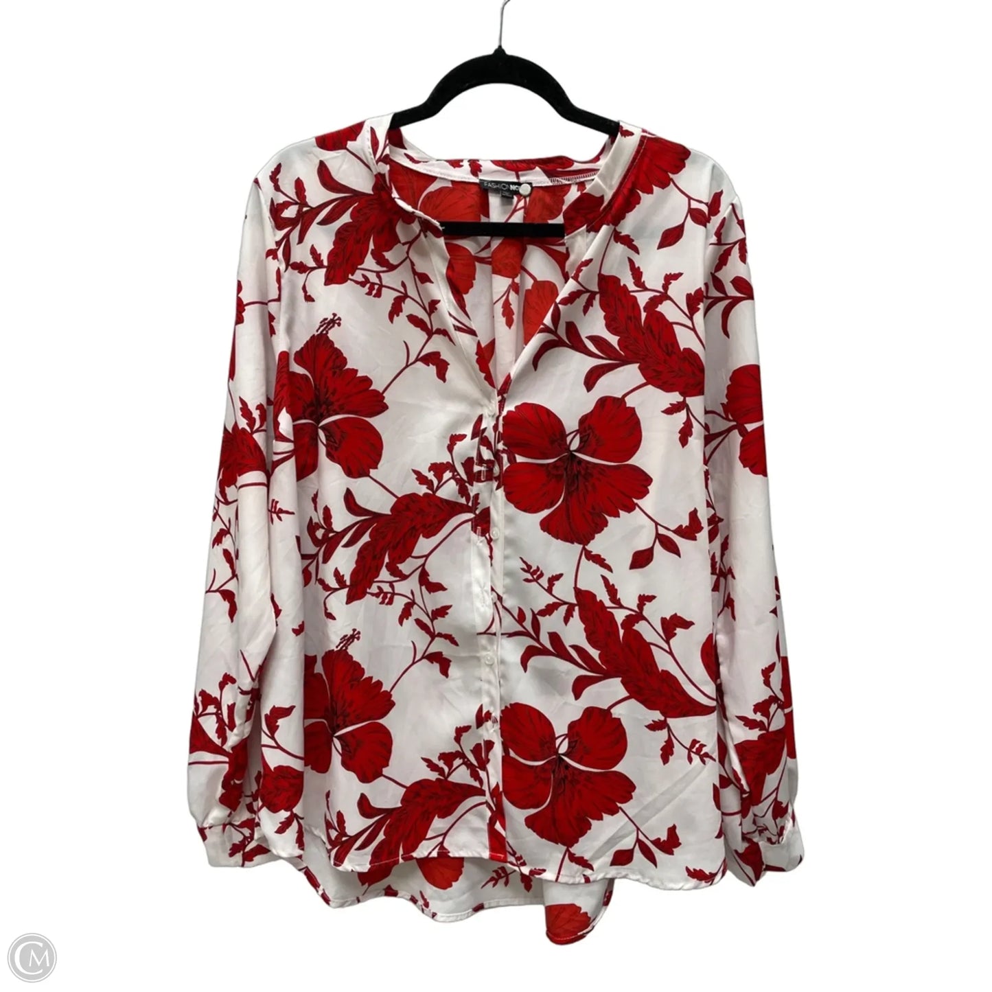 Top Long Sleeve By Fashion Nova In Floral Print, Size: 1x