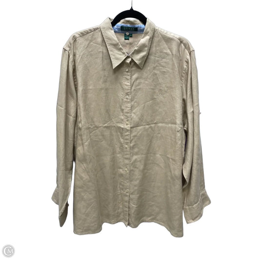 Top Long Sleeve By Lauren By Ralph Lauren In Tan, Size: 3x