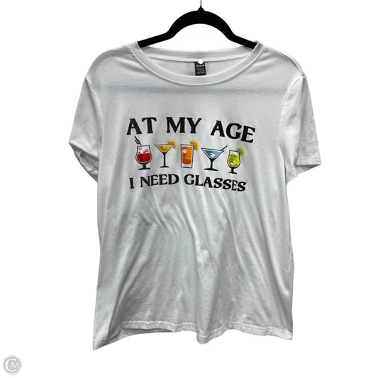 Top Short Sleeve By Shein In White, Size: M