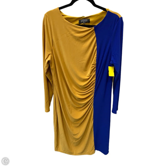 Dress Casual Midi By Kasper In Blue & Gold, Size: 1x