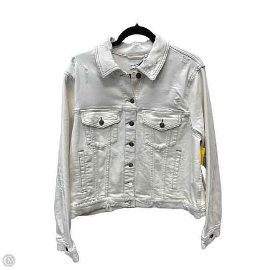 Jacket Denim By Studio Blue In White Denim, Size: Xl