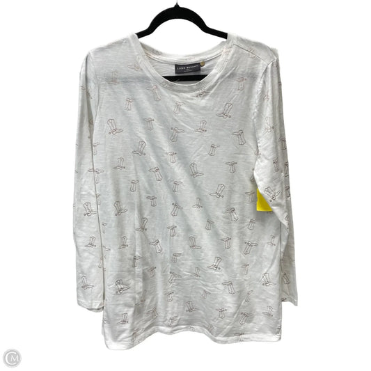 Top Long Sleeve By Lane Bryant In Gold & White, Size: L